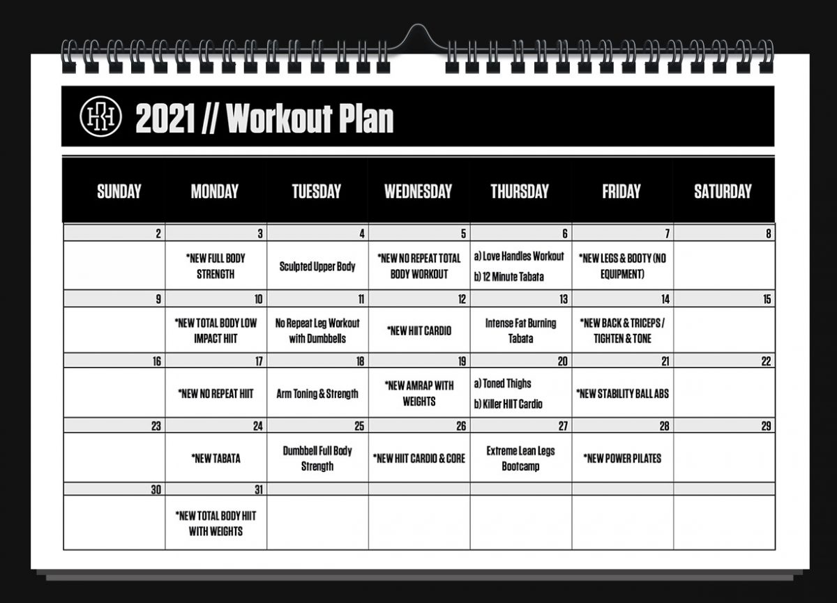 Monthly Workout Calendar Heather Robertson